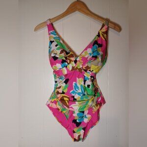 Anne Cole Floral One Piece Swimsuit - Pink and Multicolor